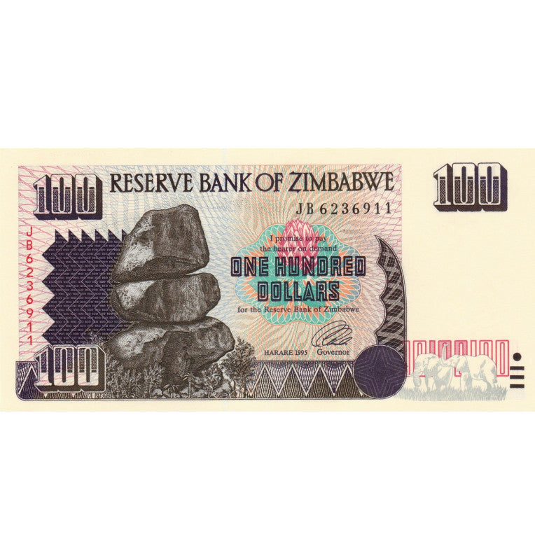 Zimbabwe 100 Dollars 1995 Pick 9a